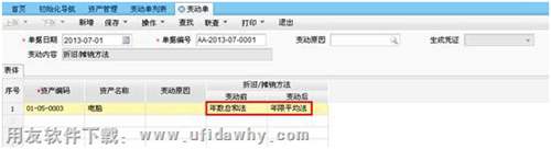變動(dòng)單界面圖示