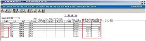 在工資變動中查看導(dǎo)入的數(shù)據(jù)圖示