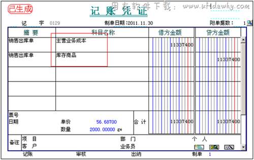 銷(xiāo)售出庫(kù)單生成憑證