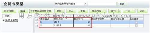 用友T1會員卡類型操作圖示