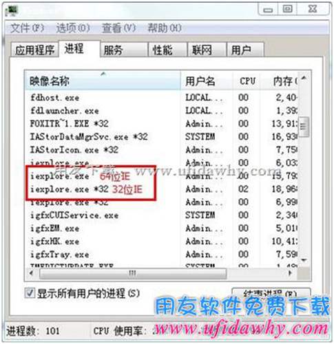 查看進(jìn)程中是否是32位瀏覽器圖示