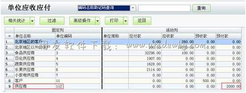 單位應(yīng)收應(yīng)付查詢操作圖示