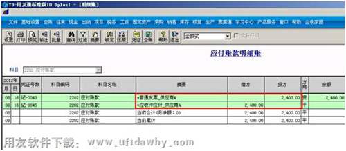 查看應(yīng)付明細賬圖示