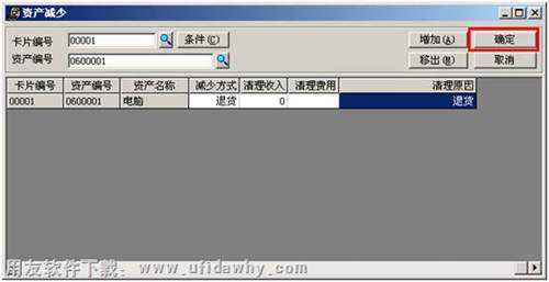 進(jìn)行資產(chǎn)減少圖示