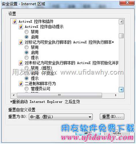 進行IE瀏覽器自定義級別的設置圖示二
