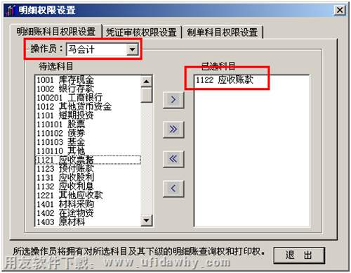 科目明細權限設置圖示