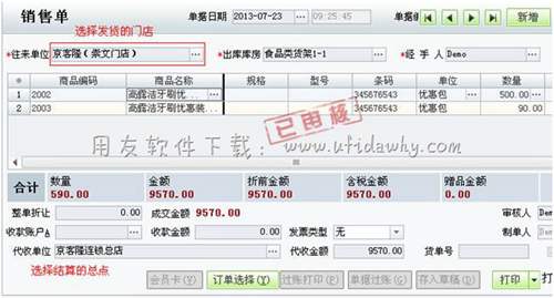 填寫京客隆的銷售單圖示
