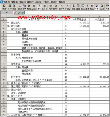 利潤表查詢窗口