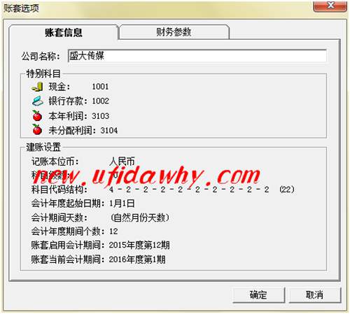 賬套信息示例
